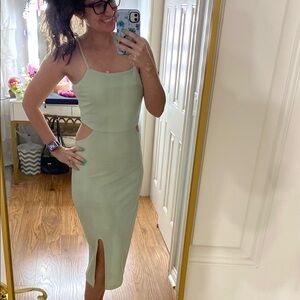 Pink Lily Green cutout Midi Dress